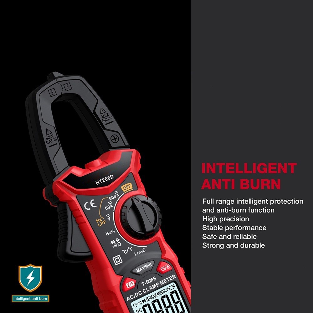 【จัดส่งจากกรุงเทพ】 ANTETSI HT206 แคลมป์มิเตอร์ 600V AC/DC 6000 นับดิจิตอล มัลติมิเตอร์ ปัจจุบันอัตโนมัติช่วงมัลติมิเตอร์ - รูปที่ 3