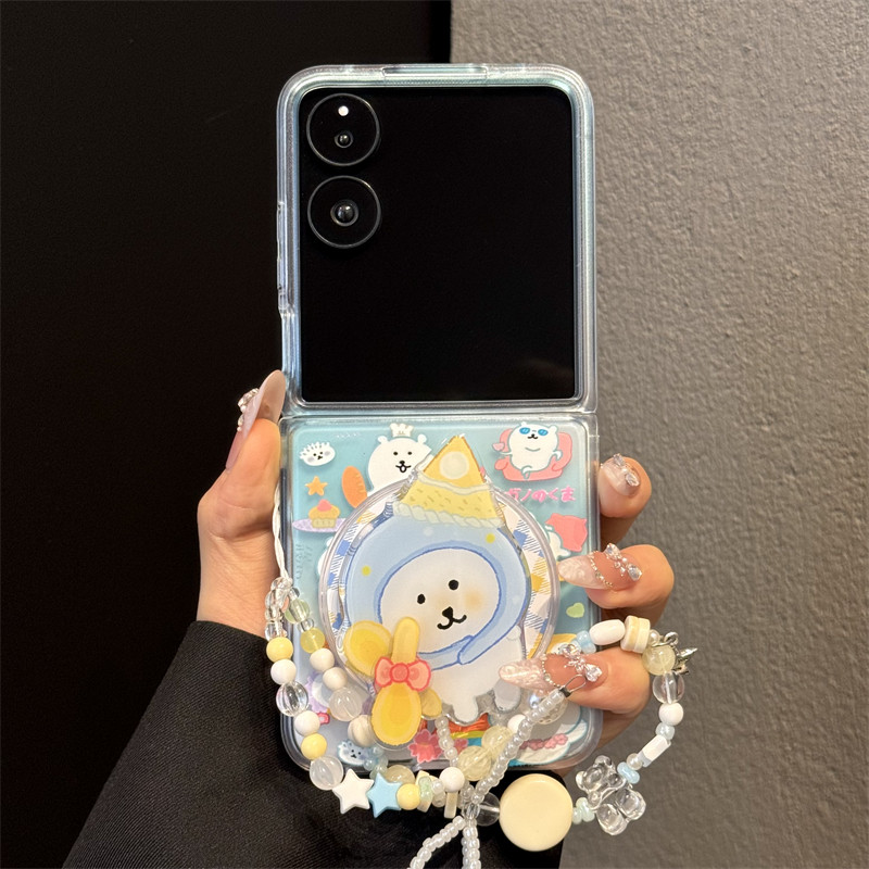 Flip7 การ์ตูน Self-deprecating Bear แม่เหล็กดึงดูดกับผู้ถือ Flip6 Samsung Galaxy Z Flip5 กรณีน่ารัก Pura XCase ค้นหา N3 พลิก 4 โทรศัพท์กันกระแทกความคิดสร้างสรรค์กรณีปก
