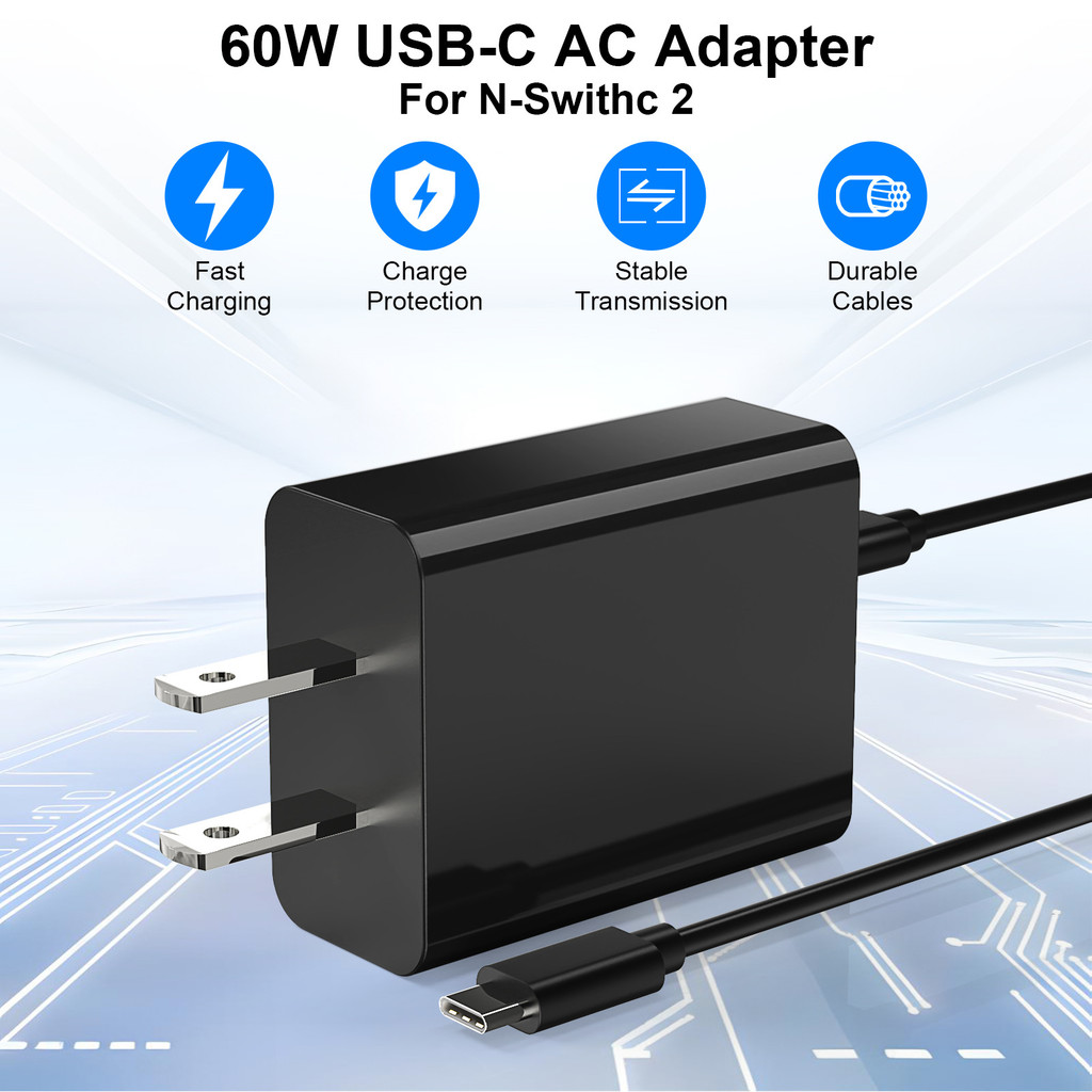 รุ่นส่วนตัว nintendoSwitch2 Host Adapter 60WPD Fast Charge Power Supply Switch Charger