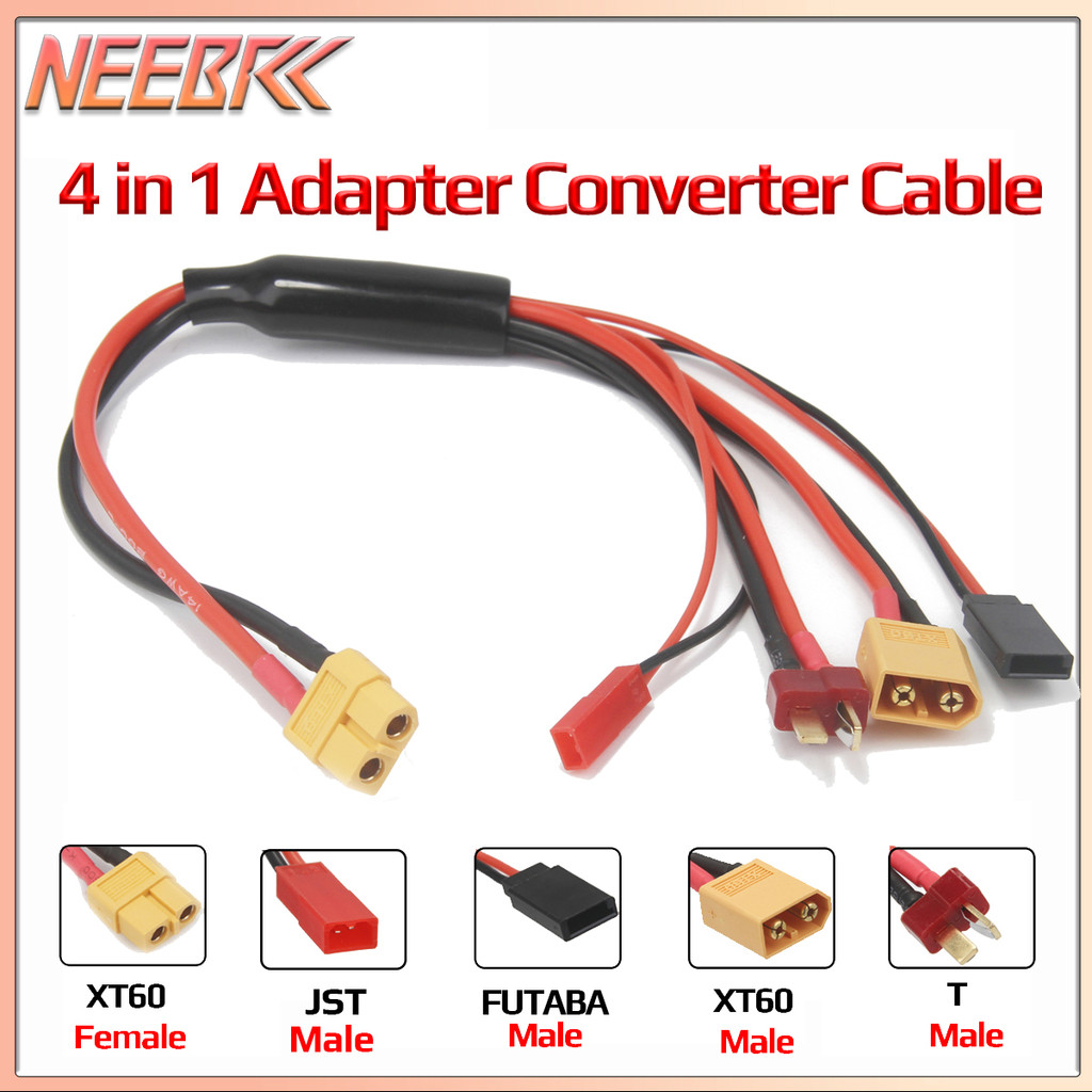4 in 1 30 ซม.RC Multi Lipo แบตเตอรี่อะแดปเตอร์ Charger สายแปลง T/XT60/JST/FUTABA ปลั๊กสําหรับ IMAX B6 B6AC รุ่นรถ Part ของเล่น