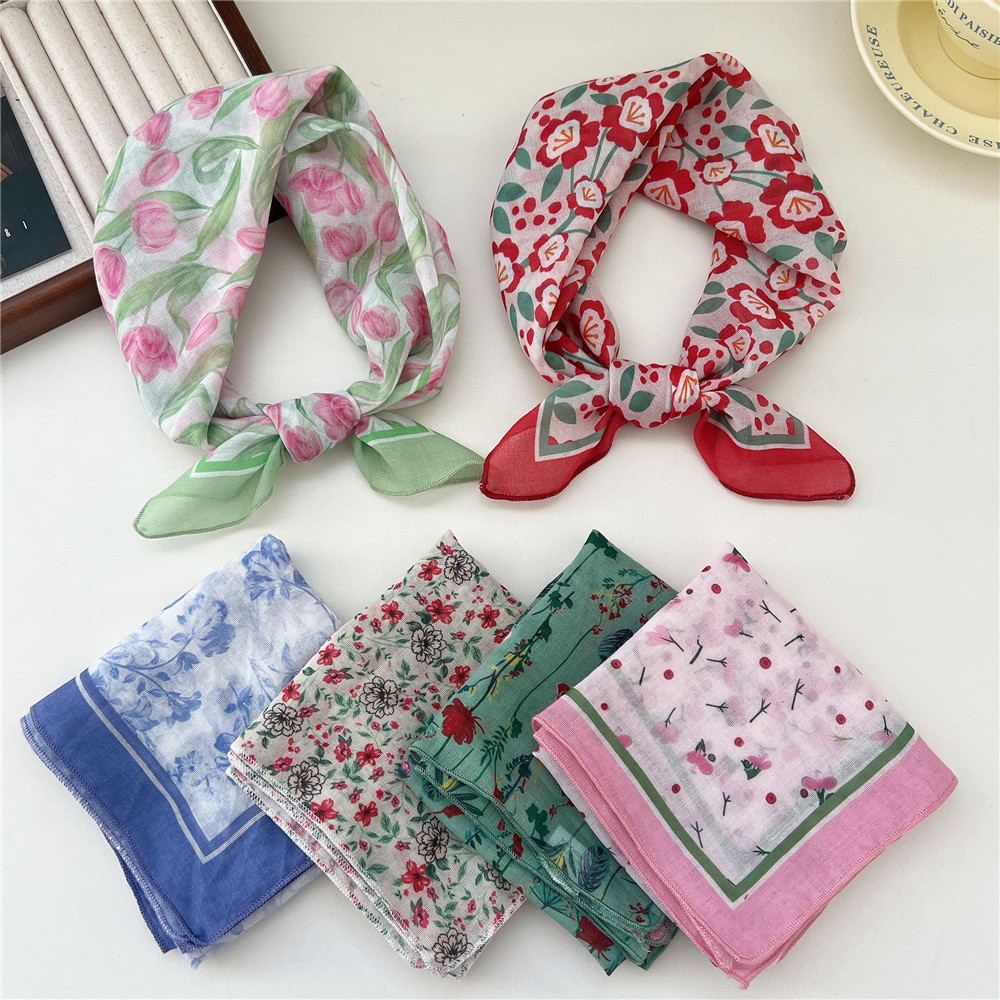 55ซม.แถบคาดศีรษะผ้าฝ้ายผ้าลินินผ้าพันคอสี่เหลี่ยมเล็กผ้าพันคอผ้าไหมหญิงเกาหลีวรรณกรรม ทั้งหมด-จับคู่ แฟชั่นฤดูใบไม้ผลิฤดูใบไม้ร่วงฤดูร้อนอารมณ์ผ้าพั