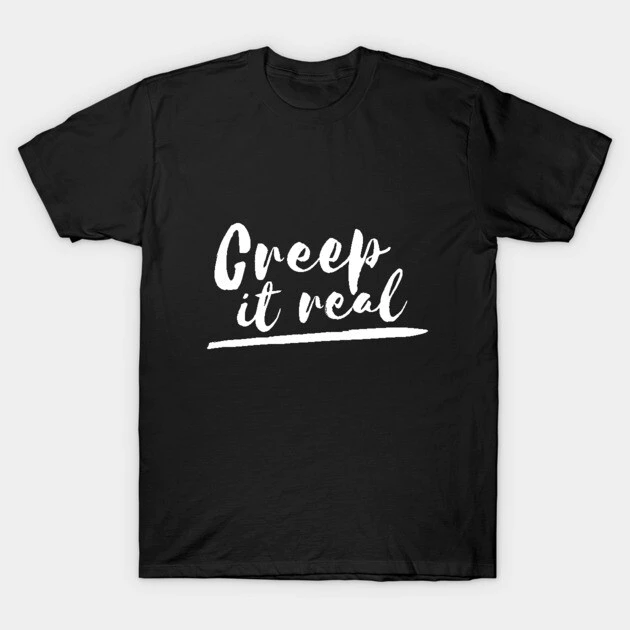 เสื้อยืด Vintage Creep It Real Cotton 100% คอกลม สีดำ - รูปที่ 1