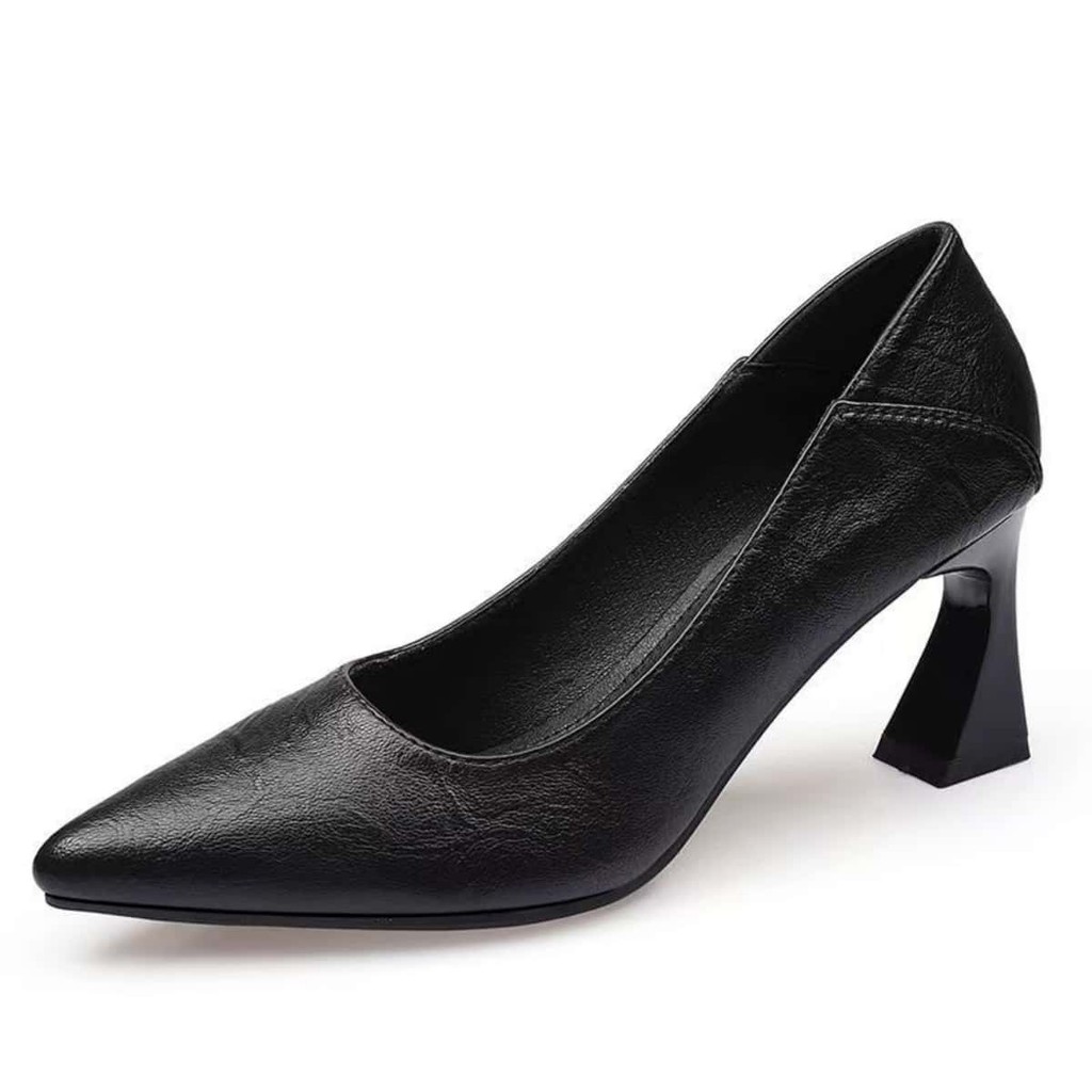 หัวเเหลมรองเท้าส้นสูงมินิมอล2.76นิ้ว รองเท้าหนังนิ่มๆผู้หญิงแฟชั่น ไซส์ 36-42 ใส่เที่ยวใส่ทำงานได้