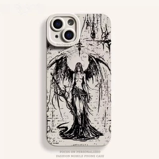 สําหรับ IPhone 16 15 14 13 12 11 Pro Max X XR XS Max 7 8 Plus Cold Wings Angel คู่เคสโทรศัพท์ปกอ่อน