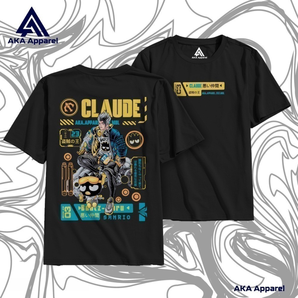 Aka 2025 แฟชั่น Claude Sanrio Mlbb TShirt / Jersey เสื้อผ้าไมโครไฟเบอร์ / Jersey Sublimation / TShir