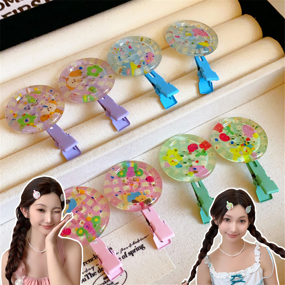 กิ๊บติดผมปุ่มสีสันสดใสการ์ตูน Dopamine คลิปด้านข้างสไตล์ Girly คลิปด้านข้าง High-Looking Duckbill คลิป Headwear