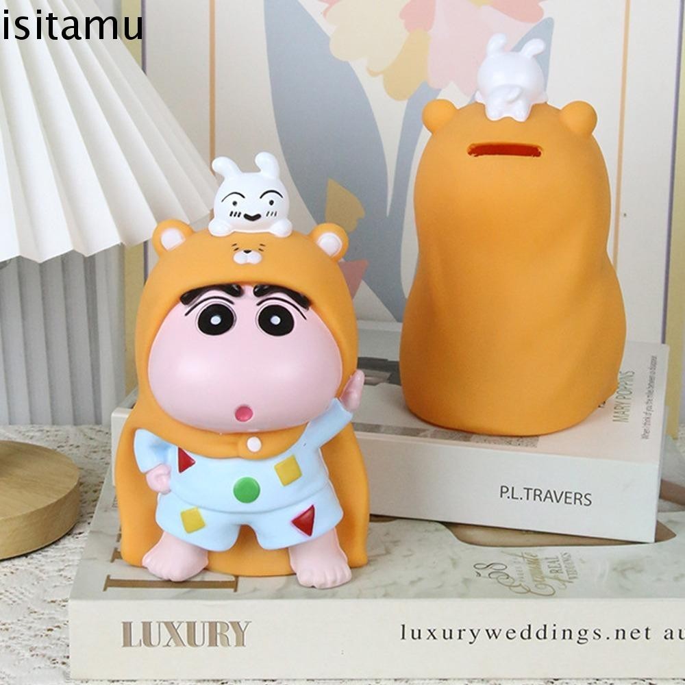 Isitaft เครยอนชินจังกระปุกออมสิน,เครยอนชินจังถังออมทรัพย์การ์ตูนกล่องเงิน,สก์ท็อปเครื่องประดับตกแต่งสะสมความจุขนาดใหญ่อะนิเมะเด็กกล่องเก็บเหรียญเงินสด