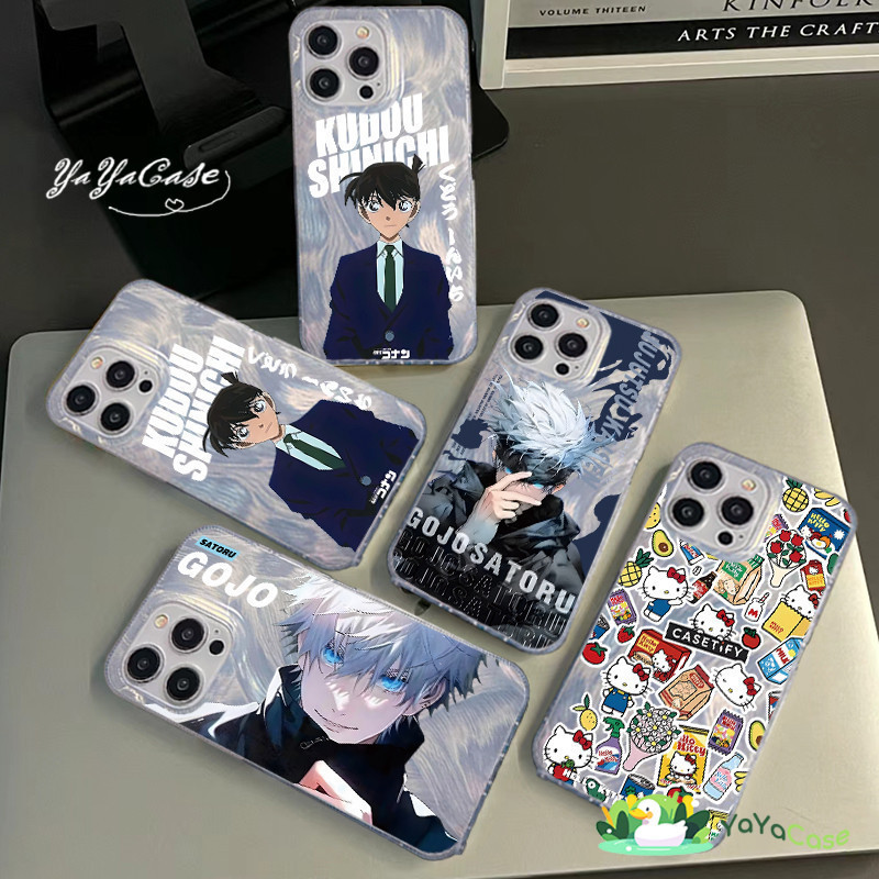 สำหรับ iPhone11 13 For เคสไอโฟน15 14 12 Pro Max X XR XS MAX 7 8 14 15 Plus คุโดะ ชินอิจิ ขั้นสูง โฮโลแกรม 3D เงิน เคส