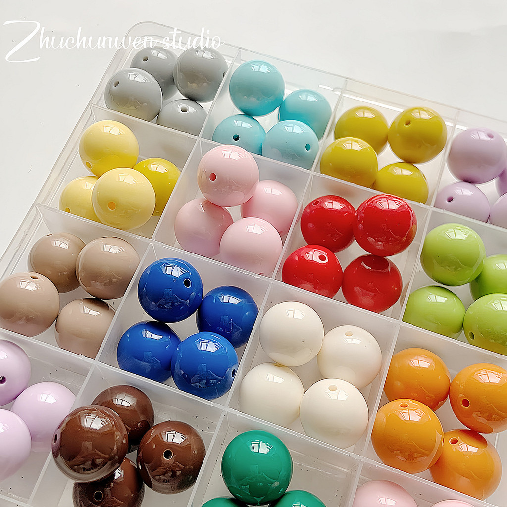 สี All-Match เรซิ่น 16 มม.รอบลูกปัดตรงลูกปัด DIY Handmade สร้อยข้อมือสร้อยคอวัสดุโทรศัพท์มือถือลูกปัด CYVU