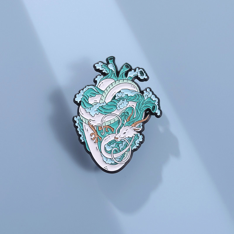 Creative Organ Heart Pins เข็มกลัดสุขภาพทางการแพทย์เข็มกลัดป้ายศิลปะมังกรโลหะ Pin เครื่องประดับของขวัญสําหรับเพื่อน