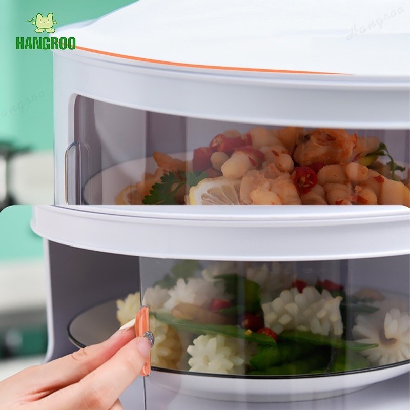 (ราคาพิเศษในไลฟ์) HANGROO HX616 ชั้นเก็บอาหาร คอนโดเก็บอาหาร ที่ใส่กับข้าว สไลด์เปิด-ปิด ป้องกันเชื้