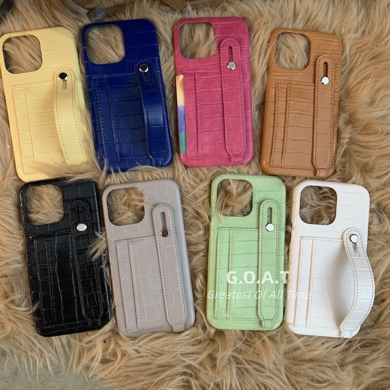 Goat กระเป๋าปิ๊กอัพจระเข้สีทึบเรียบง่าย ใช้ได้กับ iPhone 15 12 13 14 เคสนิ่ม เคสโทรศัพท์มือถือป้องกันการล่มสลาย