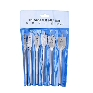 ชุดดอกสว่าน ใบพาย 6 ชิ้น ขนาด 10-25 mm ดอกสวมเร็วแกนหกเหลี่ยม เจาะไม้ พลาสติก WOOD FLAT DRILL SETS