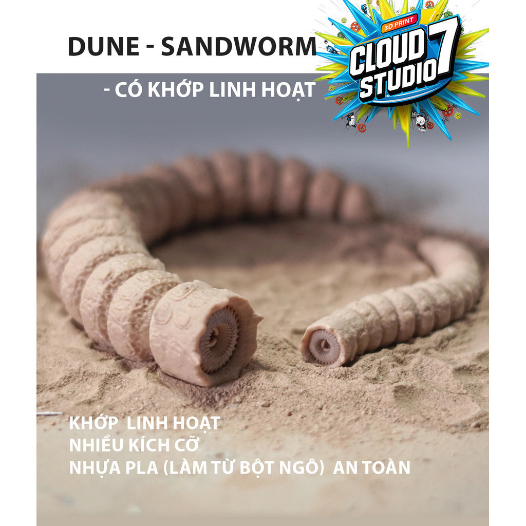 Dune Flexi ของเล่นโมเดลหนอนทรายที่มีข้อต่อยืดหยุ่น ของขวัญที่มีความหมาย ของเล่นพิมพ์ 3 มิติ