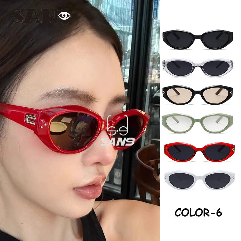 สินค้าพร้อมCOD (San9)2024 แว่นกันแดดผู้หญิง New Fashion Retro Cat Eye พร้อมป้องกันรังสียูวี