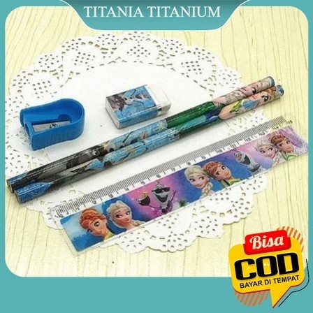 TITANIA . 5 in 1 CUTE CHARACTER PENCIL, RULER, ERASER STATIONERY SET - สําหรับเด็กชายและเด็กหญิง