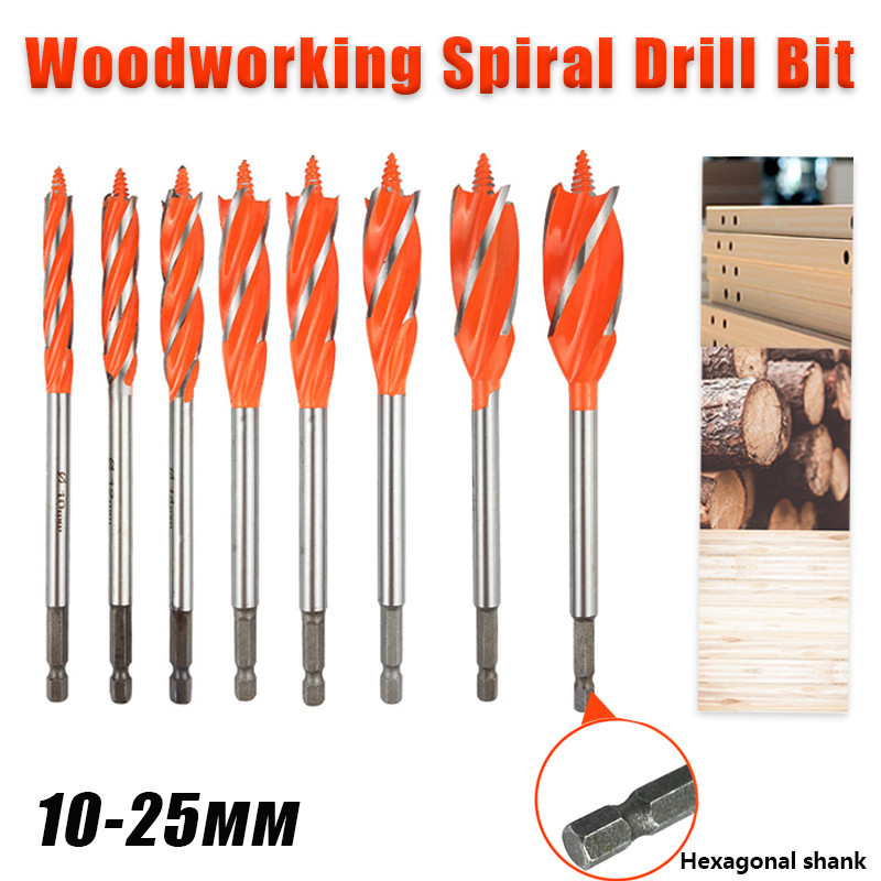 1 ชิ้นงานไม้เกลียวสว่านหกเหลี่ยม Shank Auger Hole Opener 4 ขลุ่ย Self-Tipping เจาะเครื่องมือสําหรับ Particleboard, Density Board, PVC Board Deep Drillsku:
