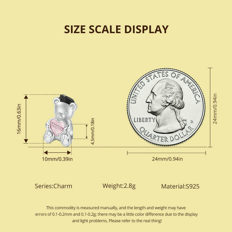 Bamoer 925 เงินสเตอร์ลิง Charms หมีน่ารักจี้แฟชั่นอุปกรณ์เสริมของขวัญวันเกิด SCC2023 - รูปที่ 7