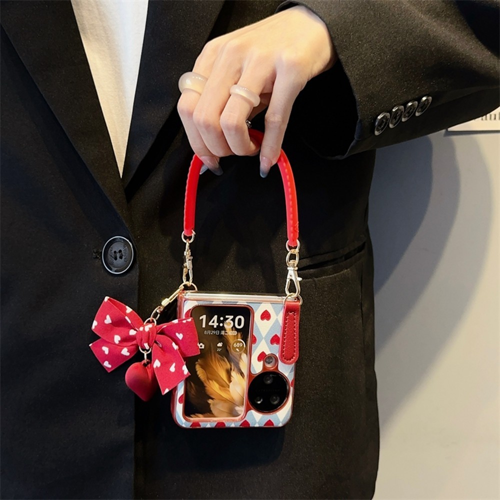 ความงามปลอกสีแดงสําหรับ OPPO Find N3 N2 Flipการออกแบบที่สวยงามผีเสื้อN3Flip N2Flipเคสโทรศัพท์เชือกเส้นเล็ก