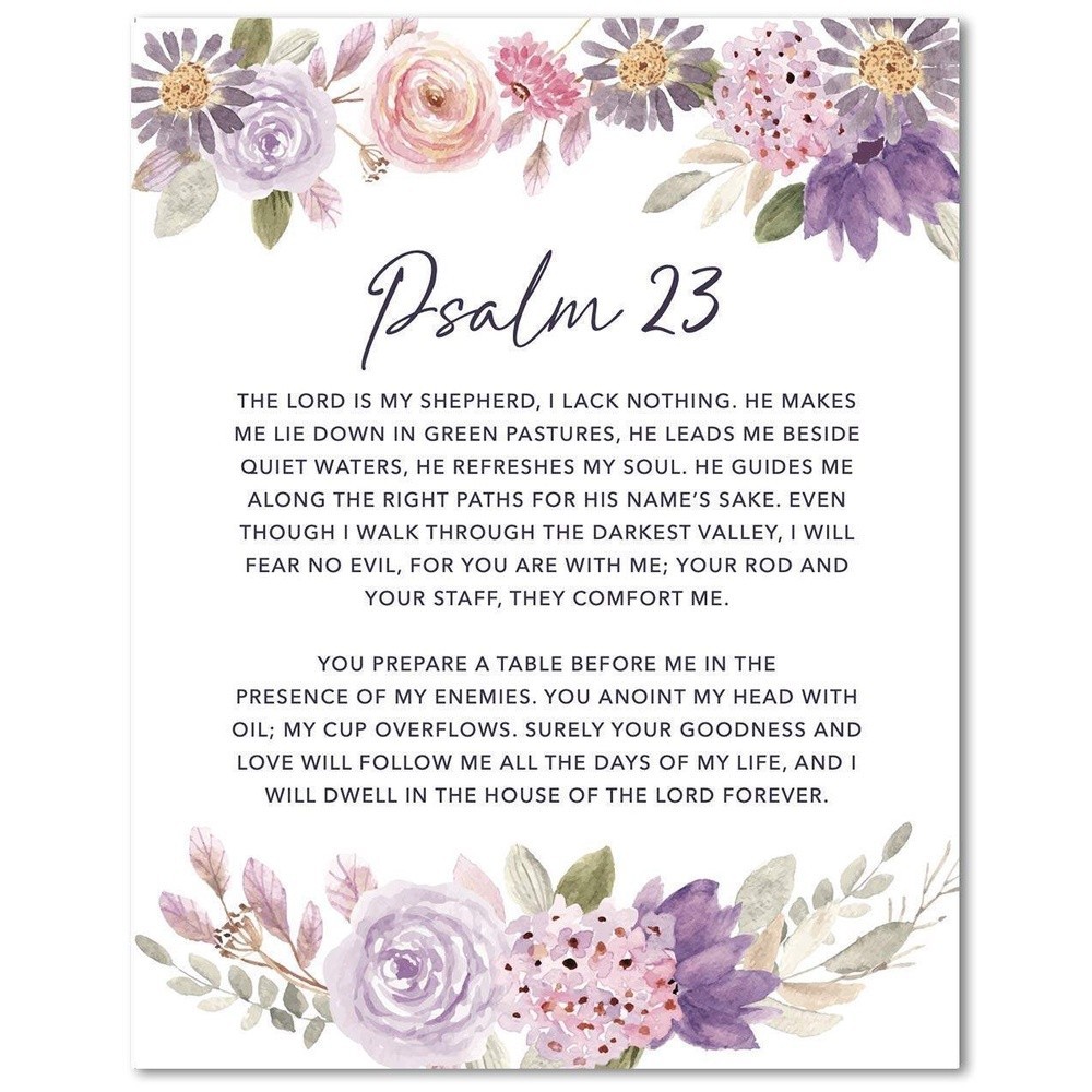 1 Piece Poster Psalm 23 Wall Art The God Is My Shepherd 23rd Psalm Floral Artwork Poster Inspiration
