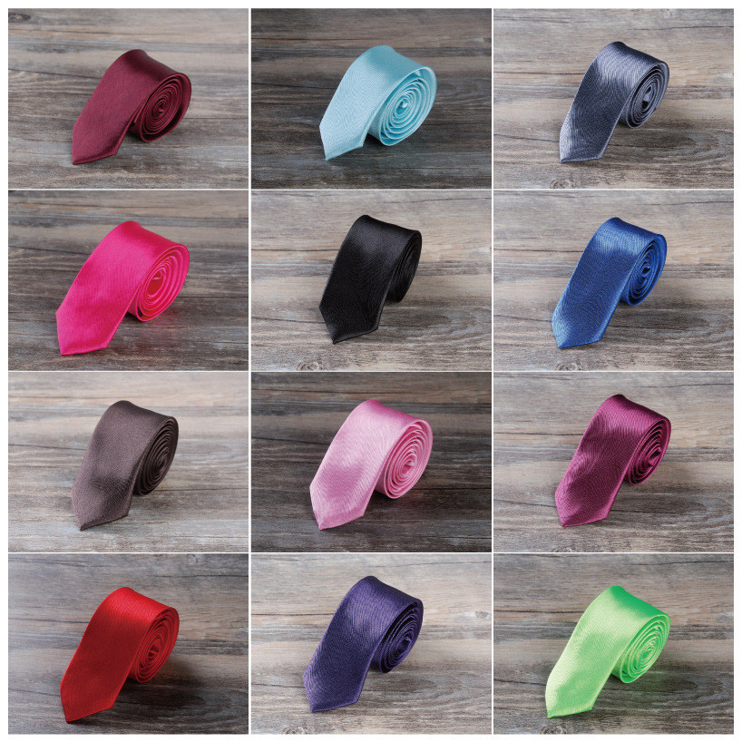 5 ซม.ผูกผู้ชายเกาหลีรุ่นสีทึบแคบผูกสบายๆขนาดเล็กเนคไทสีดําเจ้าบ่าวเนคไทพ่อ