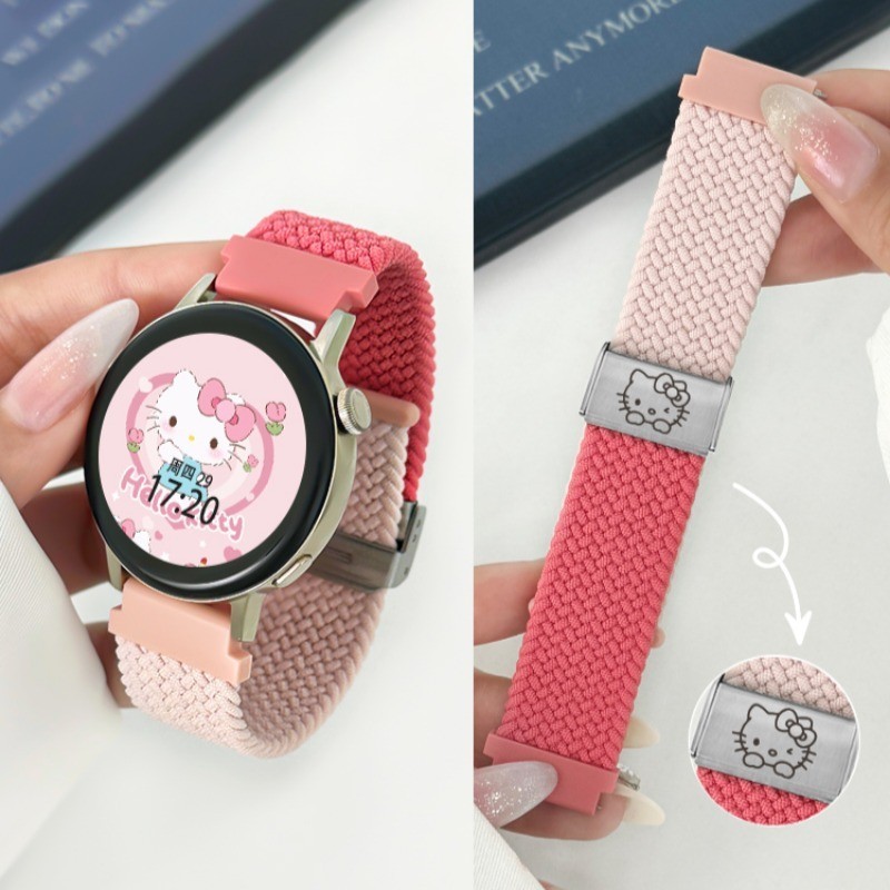 20 มม.22 มม.น่ารักแกะสลักแมวสําหรับ Samsung Galaxy นาฬิกา 7 5 4 6 pro คลาสสิก 45 มม.44 มม.40 มม. Braided Solo Loop สร้อยข้อมือ correa HUAWEI นาฬิกา GT 2e-3 band