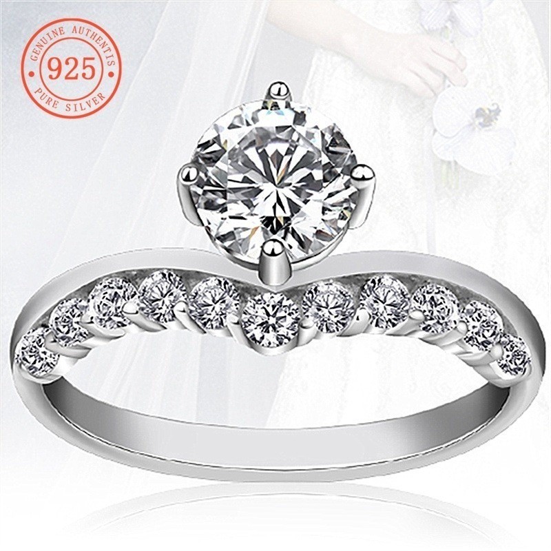 SHEFULI ใหม่ V-Shaped Crown Moissanite เปิดแหวน JJH704
