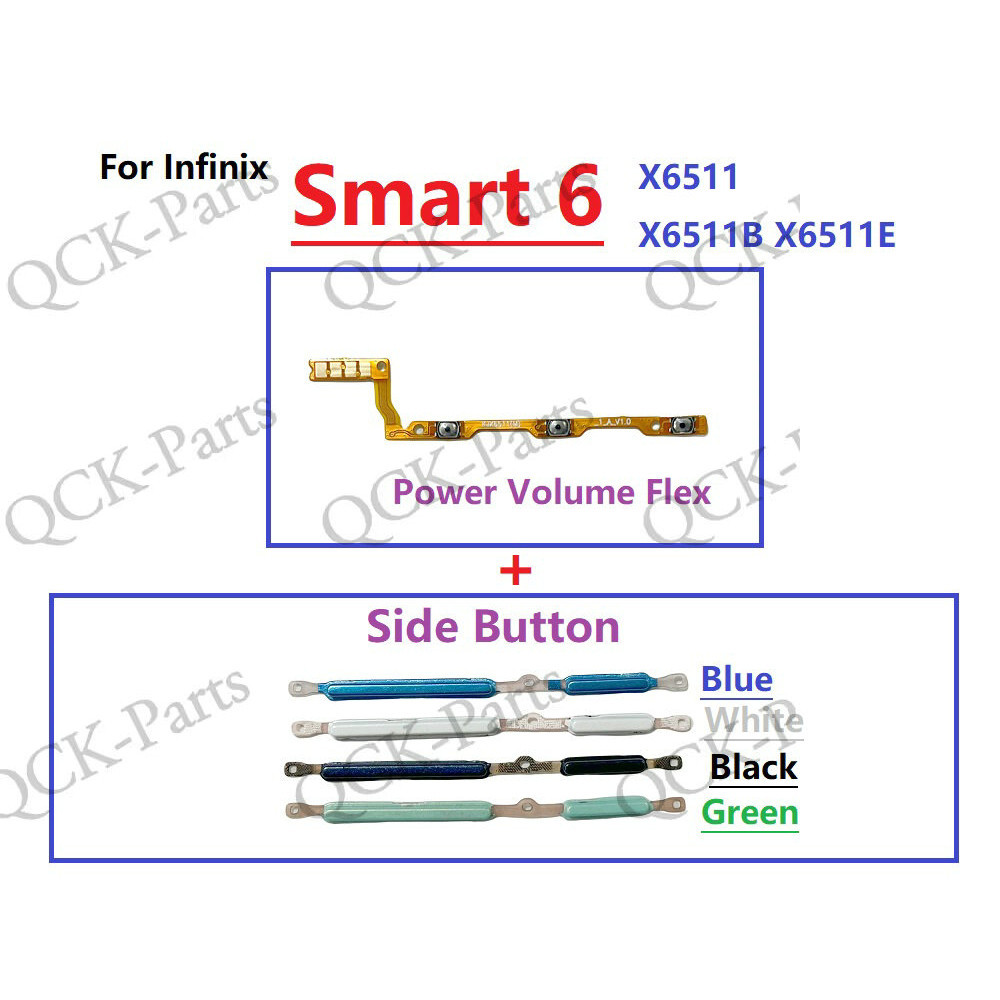 ปุ่มปุ่มปรับระดับเสียงเปิดปิด Flex สําหรับ Infinix Smart 6 X6511 X6511B X6511E อะไหล่ทดแทน