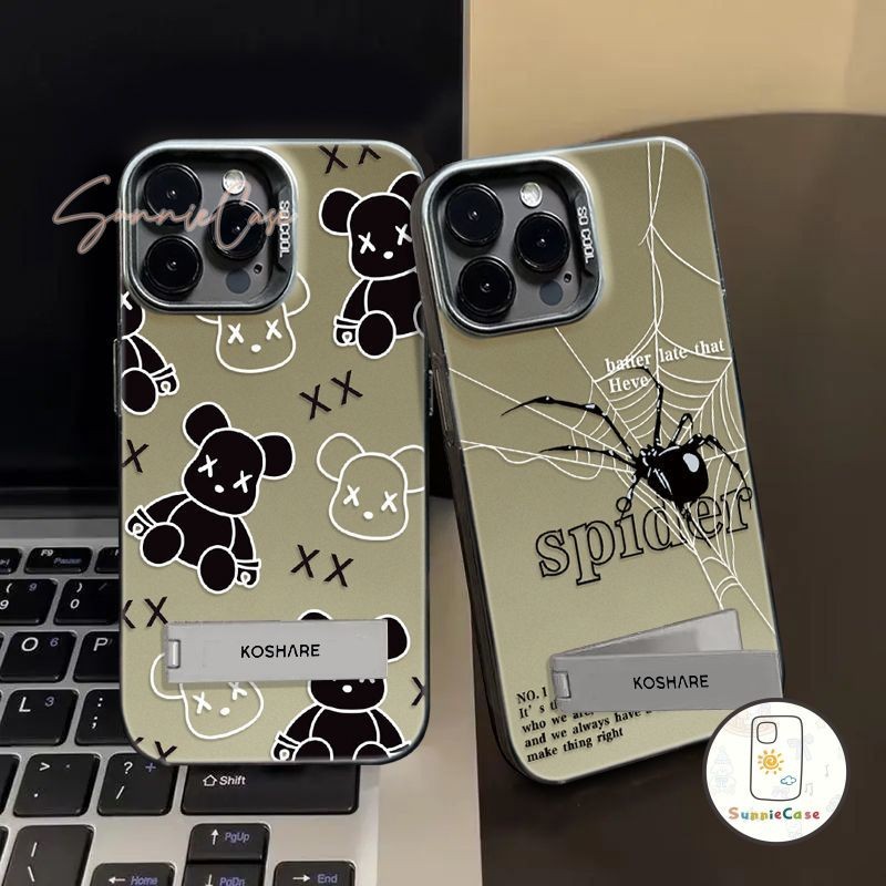 Spider หมี ที่รุนแรง การ์ตูนดูเดิล เคส iPhone 11 13 14 12 15 Pro Max 7 8 15 14 Plus 7Plus SE 2020 XS X XR Max เคส