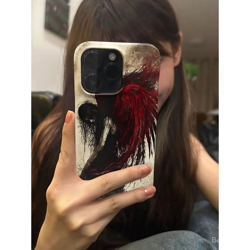 เคสมือถือเคสมือถือสำหรับ iPhone Red Feather Girl 13เคสมือถือ iphone11/12/14/15ซิลิโคน xsmax/x/xr นิ่ม7P/8/6S เคสป้องกัน ethq