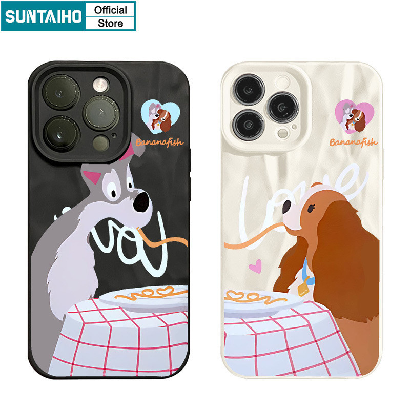 Suntaiho เคสไอโฟน ความงามที่ไม่ซ้ํากันปลอกสุนัขคู่รูปแบบเคสโทรศัพท์สําหรับ Iphone 15 14 12 13 11 Pro Max IP 7 8 Plus Iphon X Xs XR Xs Max ซิลิโคนนุ่มพรีเมี่ยมกันกระแทกปกหลัง