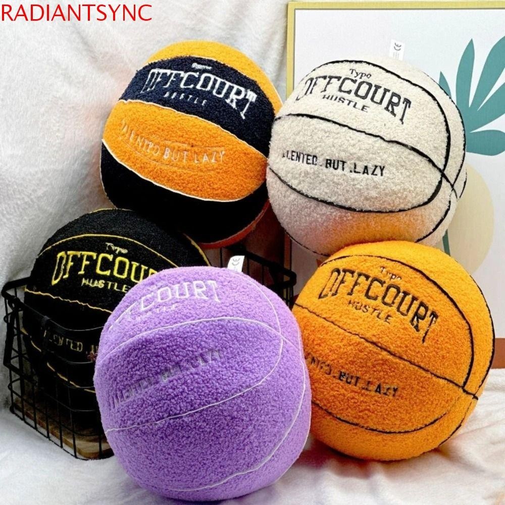Radiantsync หมอนบาสเก็ตบอล Offcourt, Plush Basketball Plush Pillow, Ball Throwing Doll จําลองคุณภาพสูงนุ่มเหมือนจริงหมอนบาสเกตบอลตุ๊กตาเด็กของเล่น