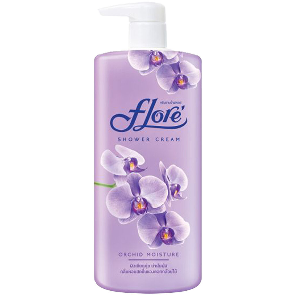 LeeMart ครีมอาบน้ำ ฟลอเร่ Flore 500ML สบู่ เหลว อาบน้ำ ฟอเร่ ขวดปั๊ม อาบ ฟลอเล่ สูตร ออคิด มอยเจอร์ สีม่วง ขนาด 500 มล.