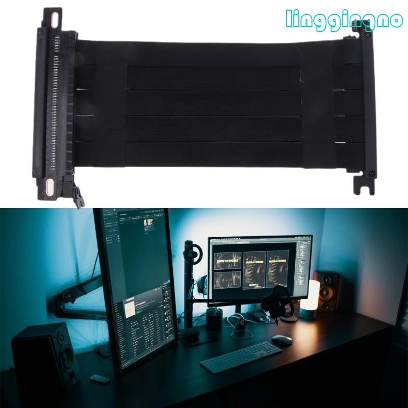 Rr Double Reverse Pcie 4 0 Riser x16 Cable Extender ยืดหยุ่น GPU Extension Cable