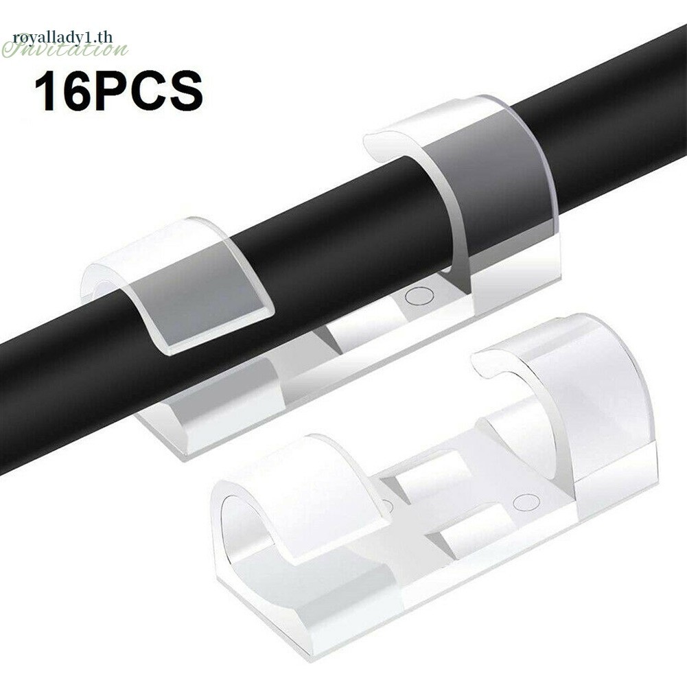 [ในสต็อก] 16pc Cable Cord Clips Self-Adhesive Wire Clamp Table Wall Tidy Holder Organizer