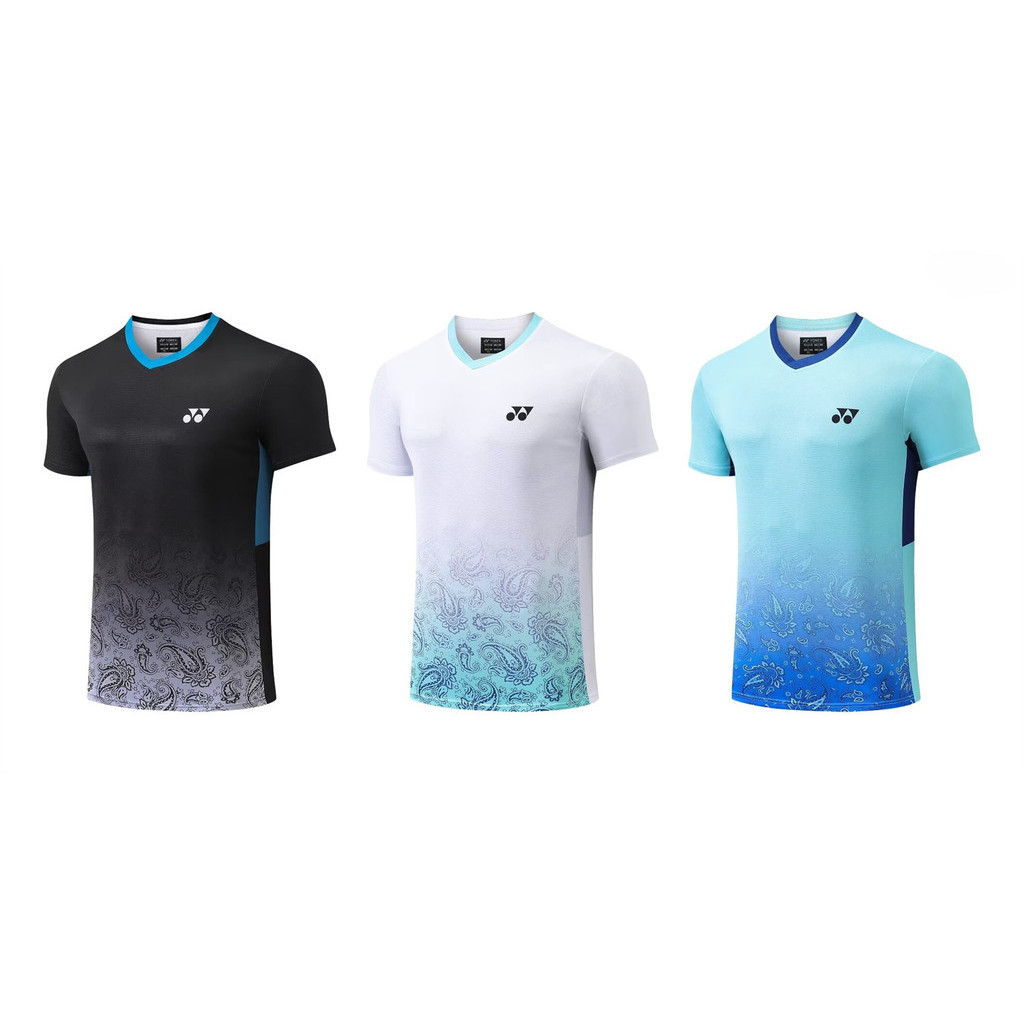 จัดส่งภายใน 48 ชั่วโมง 2024 ใหม่ ใช่ เสื้อแบดมินตันผู้ชายและผู้หญิงแขนสั้นแห้งเร็วชุดกีฬาการแข่งขัน