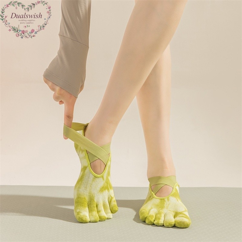 ความปรารถนาดี โยคะถุงเท้ากันลื่นมัดย้อมถุงเท้าผู้หญิงมืออาชีพห้านิ้วพิลาทิสถุงเท้าผ้าฝ้ายในร่มแยกถุงเท้านิ้วเท้าดูดซับเหงื่อ