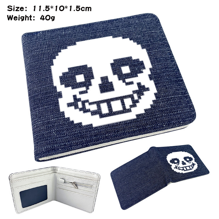 Underple Sans การ์ตูนอุปกรณ์ต่อพ่วง Denim Casual ID กระเป๋าสตางค์ใบสั้นกระเป๋าเงินเหรียญเยาวชนของขวัญนักเรียน