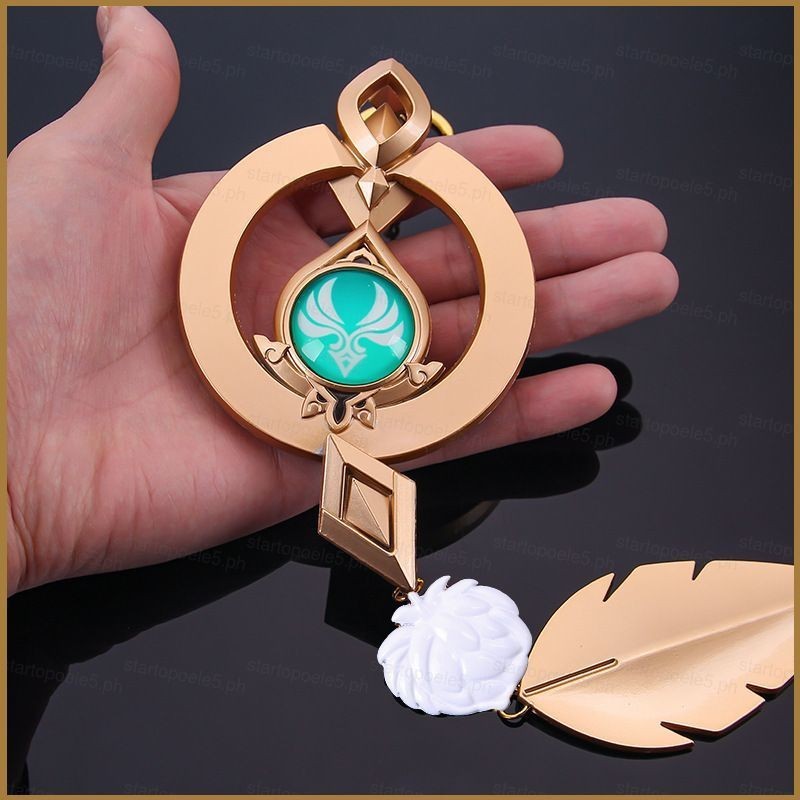 Sta5 Genshin Impact ขนาดใหญ่ Venti Vision พวงกุญแจโลหะ Wanderer Feather จี้ของขวัญสําหรับเด็กกระเป๋าเป้สะพายหลังตกแต่ง