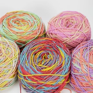 เชือกฟอกนิ่ม สีเหลือบ 200 กรัม ถักกระเป๋า คอตตอนเกลียว ไหมสีรุ่ง