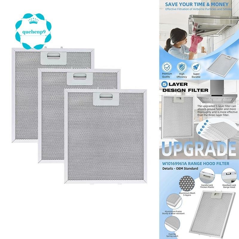 [quehenp9]W10169961ตัวกรองเครื่องดูดควันสําหรับ Whirlpool KitchenAid Jenn Air Range Hood เปลี่ยนอลูมิเนียม Vent Filter 12X10.5 นิ้ว
