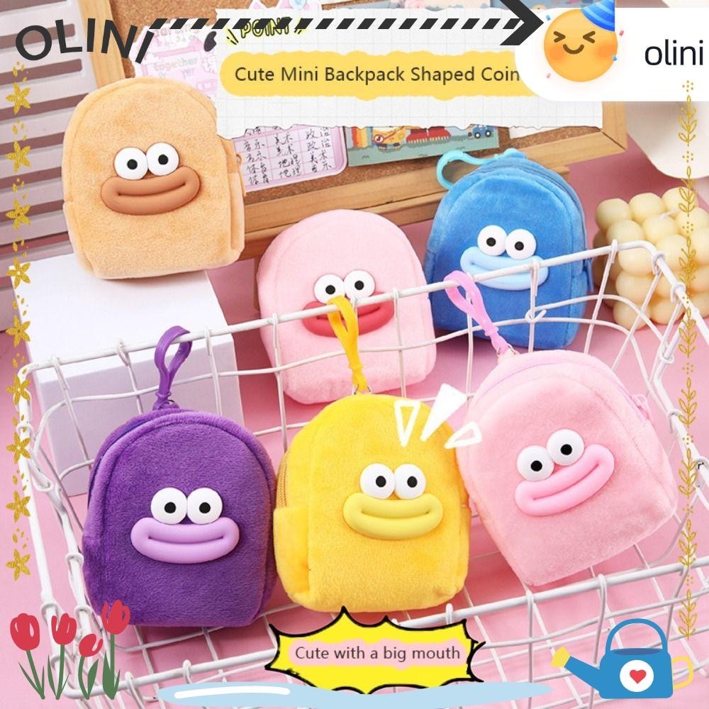 โอลินี กระเป๋าใส่เหรียญตุ๊กตา,ที่ใส่บัตรกระเป๋าเป้สะพายหลังขนาดเล็กออกแบบกระเป๋าสตางค์ขนาดเล็ก,กระเป๋าเก็บของซิปเรียบการ์ตูนกระเป๋าเก็บขนาดเ