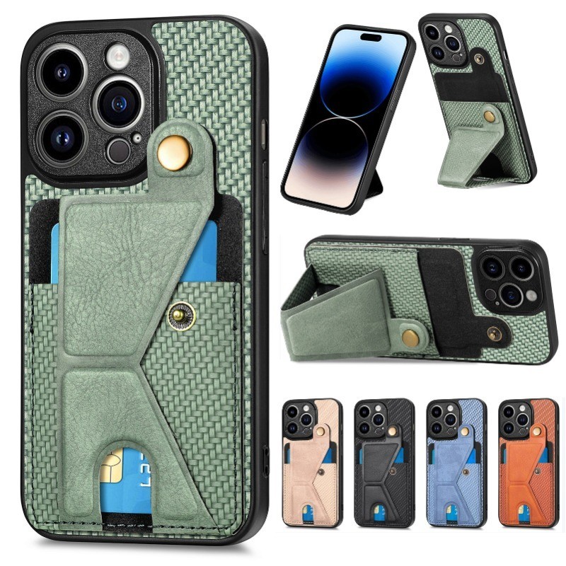 กรณีด้านหลังสําหรับ Xiaomi Poco X6 X5 M5 M5s F5 M4 X4 X3 NFC GT M3 F3 C31 CIVI 3 2 Pro 5G คาร์บอน Fibre หัวเข็มขัดผู้ถือบัตรกระเป๋าสตางค์ฝาครอบโทรศัพท์