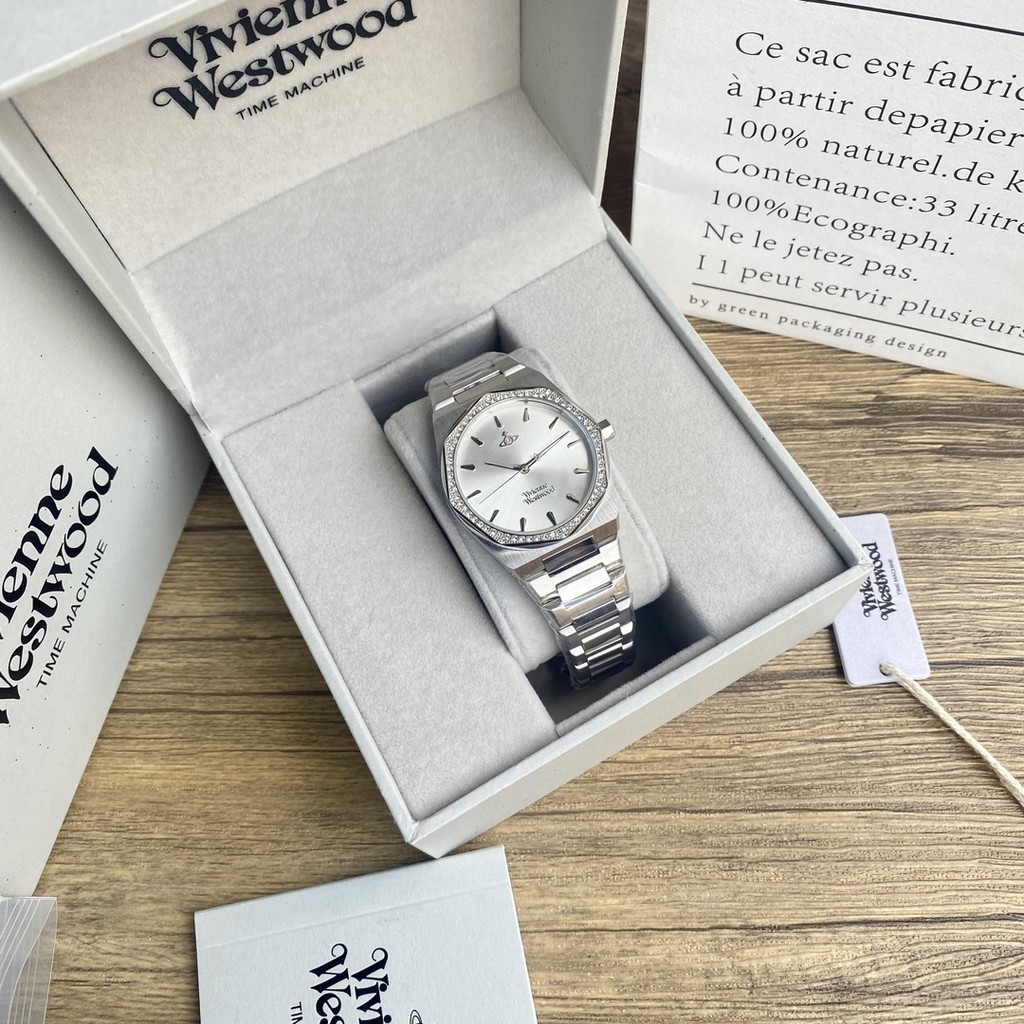 Vivienne westwood White Moon Aperture Diamond Watch 34MM Box
