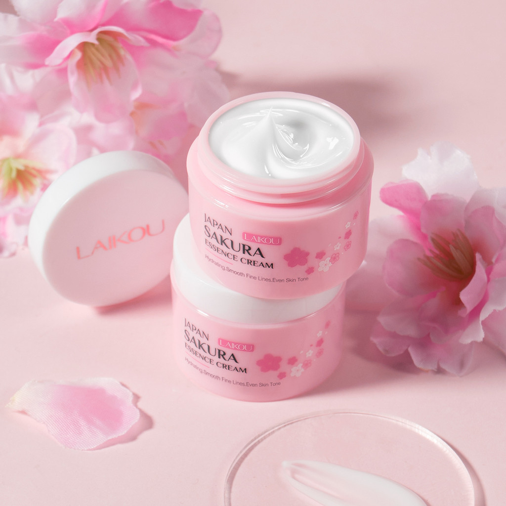 Laikou Sakura Facial Cream Repairing Moisturizing Essence Cream Even Skin Tone 25g