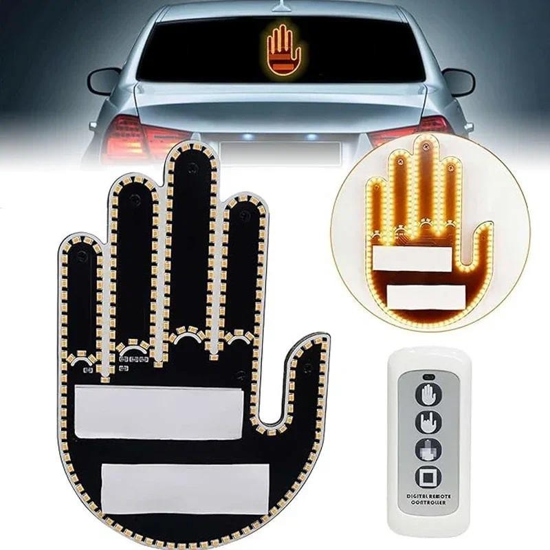 ใหม่ 1 ชิ้น LED Hand Gesture Light สําหรับรถยนต์หน้าต่าง 3 In1 ไร้สายสนุก Gesture Finger Light สําหรับรถยนต์บรรยากาศระยะไกล