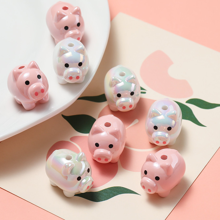 St. kunkka 1 ชิ้นอะคริลิคน่ารักแกะลูกหมูลูกปัดสีสันสดใสลูกปัดหลวม DIY ทําสร้อยข้อมือสร้อยคอลูกปัดเครื่องประดับวัสดุอุปกรณ์เสริม