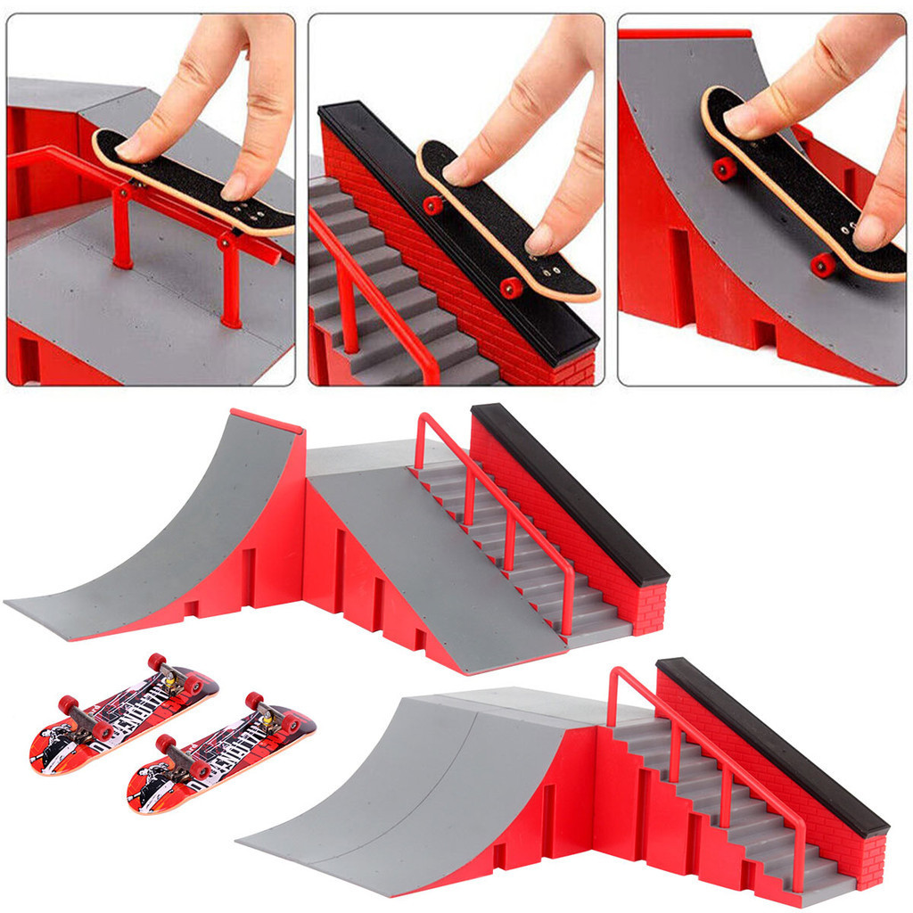 Mini Fingerboard Finger Skate Park Ramp Kit Tech Deck Board Ultimate Park ของขวัญเด็กชุดของเล่นขาตั้งโลหะผสม Props