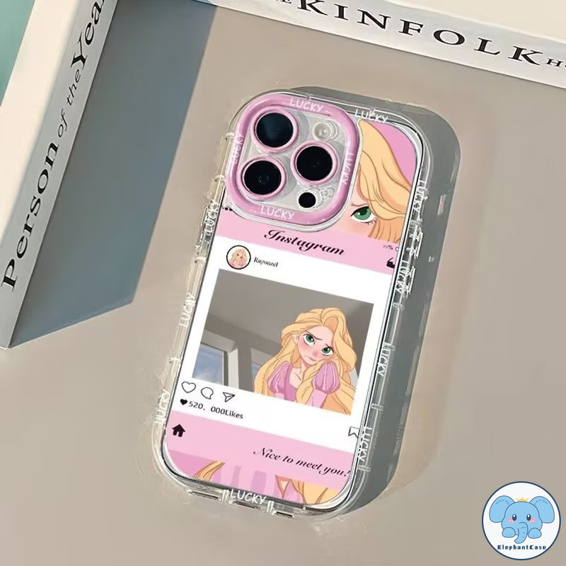 หวานราพันเซลเจ้าหญิงสร้อยข้อมือสีชมพูเข้ากันได้กับ IPhone 11 XR 15 7Plus 13 12 14 Pro Max 15 8 14Plus X XS Max ปกอ่อน