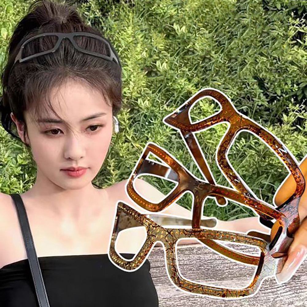 Retro กรอบแว่นตาแถบคาดศีรษะกันลื่นพร้อมฟันผู้หญิงกด Face Washing Hairband Photo Props